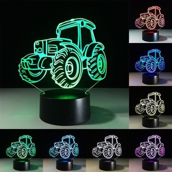 (Red, Green, Blue, Yellow, Celadon, Purple, White) Table Lamp - LED - 3D - 7 Colors - Touch Screen - USB Rechargeable
