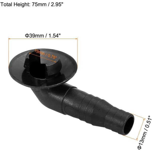AIMOONSA Aircondition Afløbsslange Stik 19mm Albuerør Fitting Erstatningsdel Tilbehør til Mini-Split Vindues AC. Sort, 3-pak