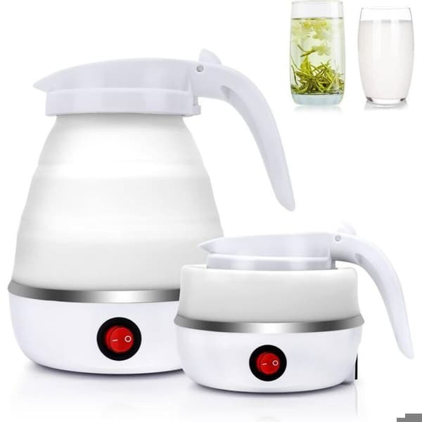 Rejsekedel - Sammenklappelig Silikone - 0,6L - 600W - Ledningsfri Elektrisk