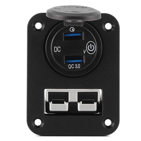 Billader med doble USB-porter og voltmeter for 12V/24V lastebiler, skip og bobiler