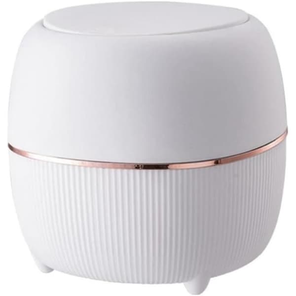 Push-to-open trash can, mini trash can for office, plastic trash can, for office cabinets, bedroom, study (white)