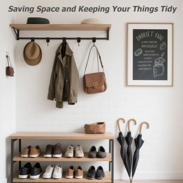Sæt med 10 kroge med læderstropper - Til tøjstativer - Rustfrit stål - Sort - 12,5 x 3 cm - Til garderobe og camping - Sort