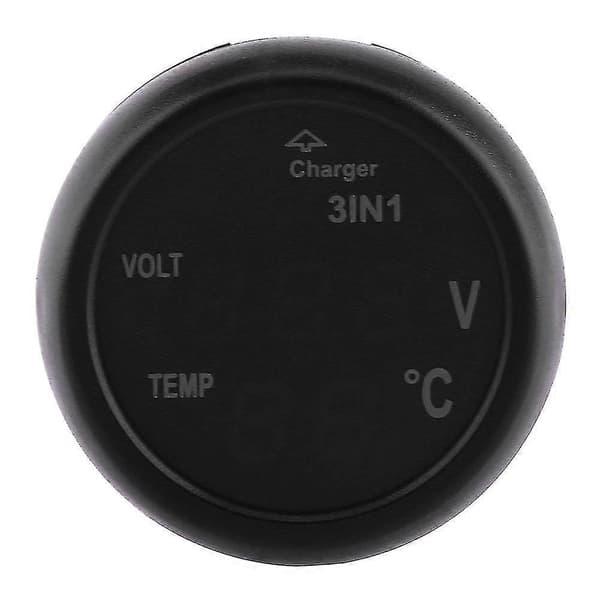 Billaddare med dubbla LED, voltmeter och termometer - Blå/Röd