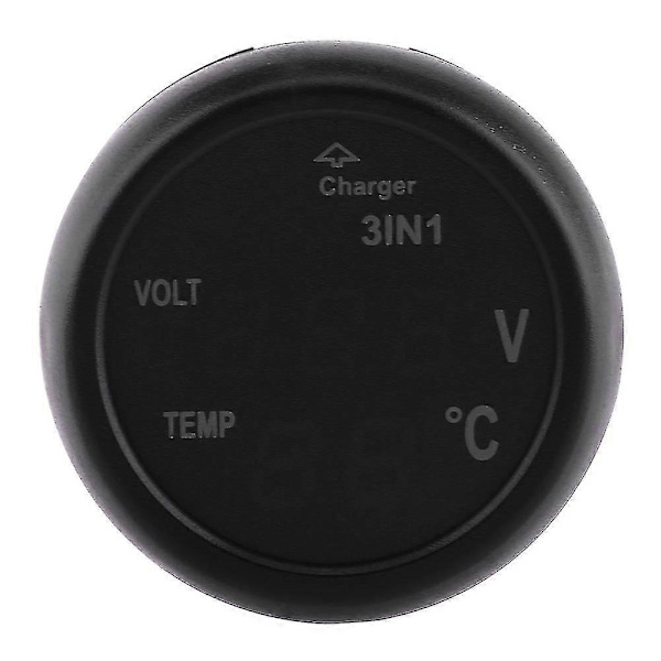 Biloplader med dobbelt LED, voltmeter og termometer - Blå/Rød