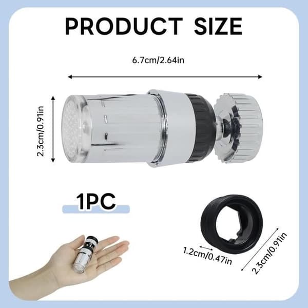 3-farget LED-lysarmatur, 360° rotasjon, trefarget temperaturkontrollert sensor, kraner