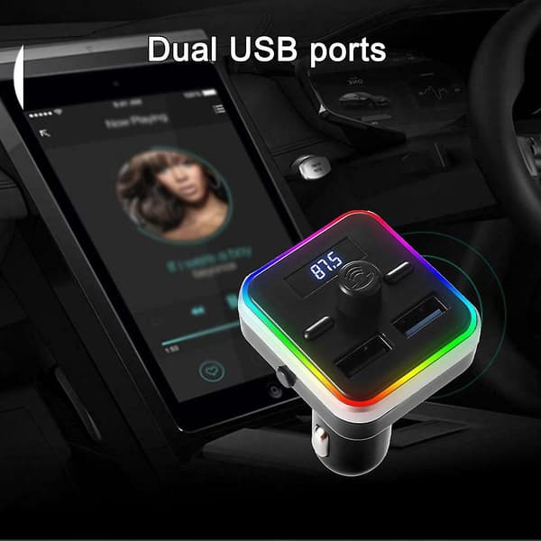 Bluetooth-kompatibel 5.0 Bil MP3-spelare Handsfree Samtal Dubbla USB Billaddare