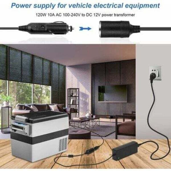 220V til 12V omformer. 120W sigarettennerpluggadapter. 10A AC til DC-adapter