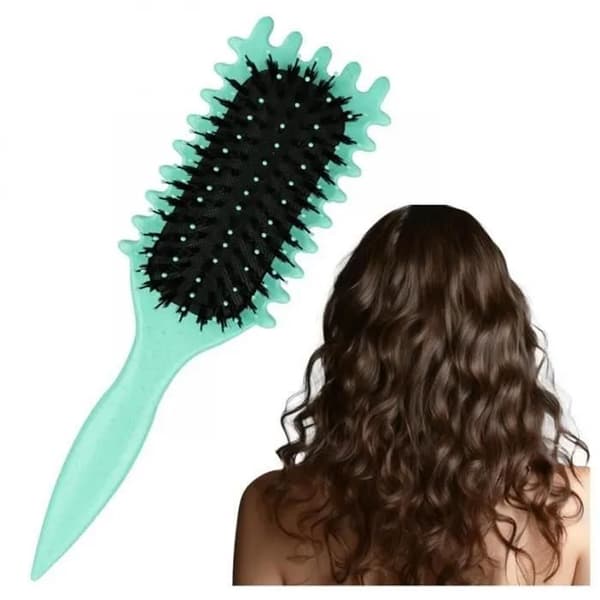 Stylingbørste - Bounce Curl Børste - Vildsvinebørster - Ergonomisk - Grøn