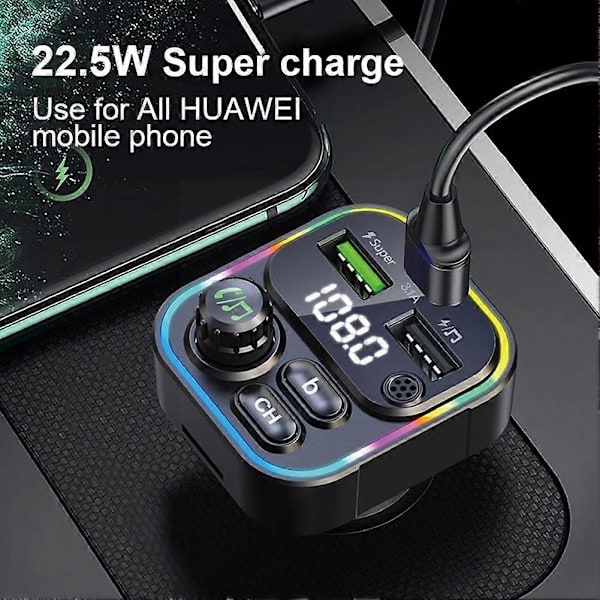 Bil Bluetooth Mp3 Superrask Lading Multifunksjonell Billader Høyttaleradapter Bluetooth Bloothooth Sender Fm Spiller X8S3