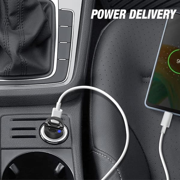 Biloplader 30W Dobbelt USB-C Port Power Delivery Kompakt Swissten Sort