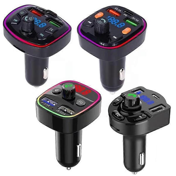 Q7 3.1A USB+PD Bluetooth Billaddare FM-sändare Färgglad Belysning