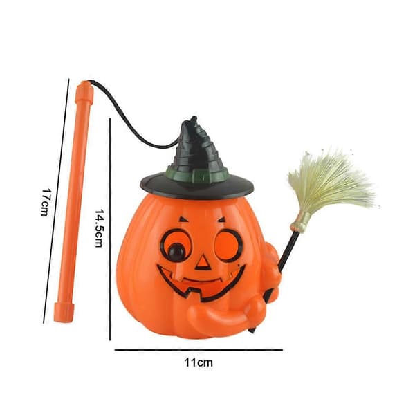 Halloween Fest Græskarlegetøj med Horrorlyd Jack-o'-Lantern Græskar Heksehåndkost