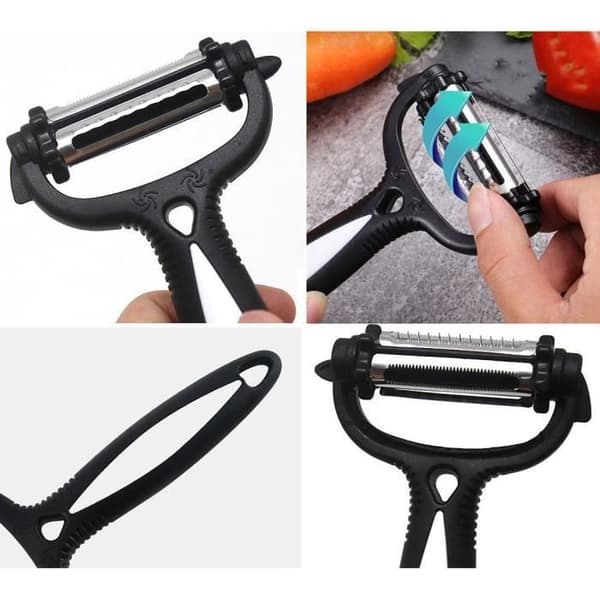 (Svart) Grønnsaksskreller - Universal - 420 Rustfritt Stål - Ergonomisk Design - Multifunksjonell