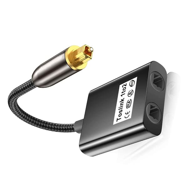 0.25m Audio Fiber Optic Splitter - Dual Output Toslink Adapter for Enhanced Audio Distribution