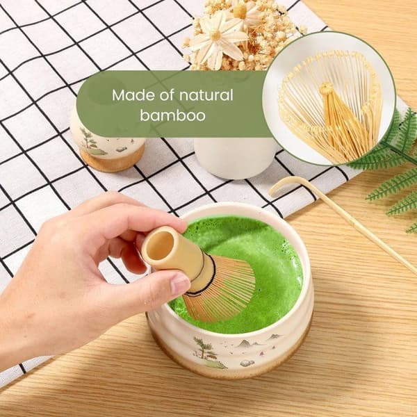 Matcha köksredskapsset - Matcha-set - Matcha skålset - Keramisk Matcha-skål - Bambuvisp -