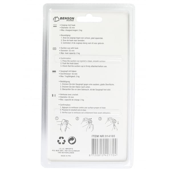 Suction Cup Hook - Hanger - Up to 2 kg