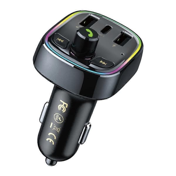 WEKOME C39 Trådløs Hurtiglader for Bil Multifunksjonell Bil Bluetooth-lader MP3-spiller+USB+Type-C