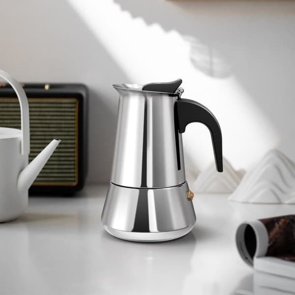 Italian Coffee Maker - 2 Cups - 100ml - Moka Pot Stainless Steel Moka Maker, Espresso Maker, Silver