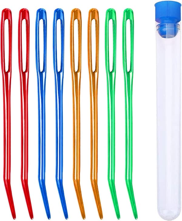 8-pack aluminium tapestry needles, large blunt yarn needles jumbo bent darning needles for knitting crocheting in box