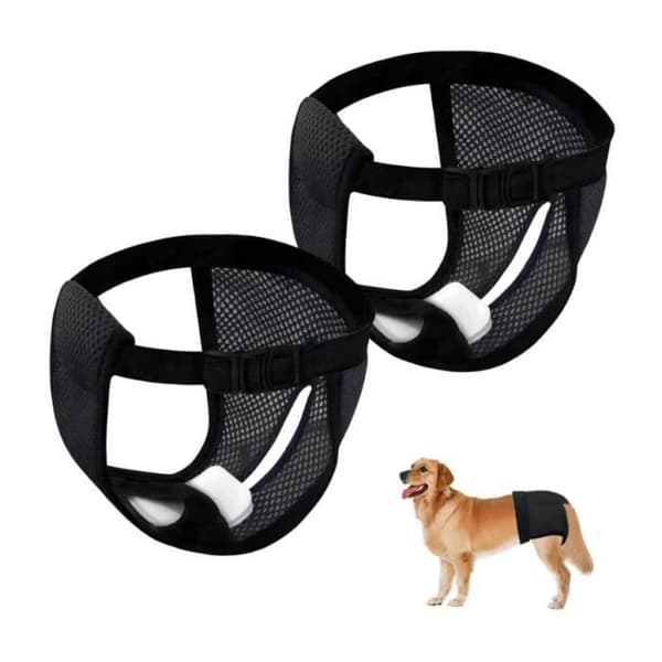 2 STK Hunde Varmetruser, Store, Vaskbare, Justerbare, 6 Hygiejnebind, Etiket