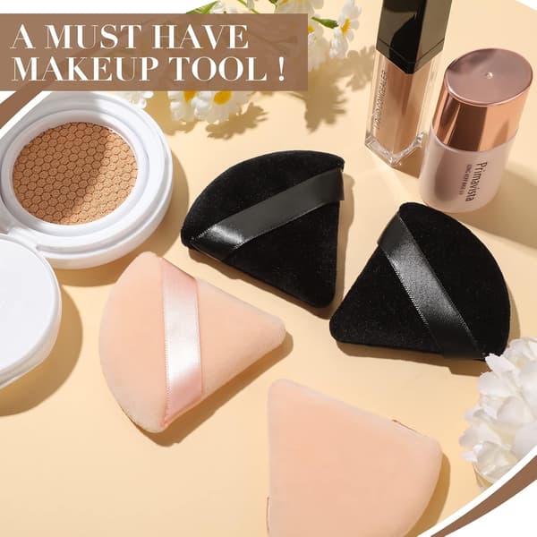 Trekantede Puffs 4-pak Makeup Ansigts Puffs (Sort, Nude)