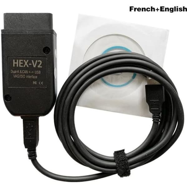 Diagnosekabel - OUTAD - VCDS HEX V2 - Kompatibel med VW, Audi, Seat, Skoda - Version 20.4.1 - Sort