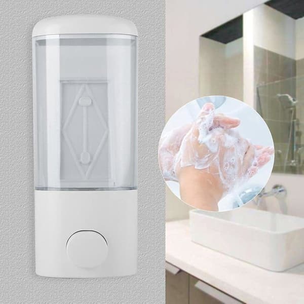 Vægmonteret sæbedispenser, manuel flydende sæbedispenser i plast, lotiondispenser til shampoo, showergel,