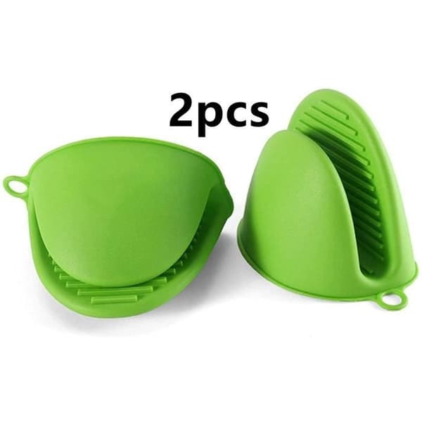 Oven Mitts, Waterproof Heat Resistant, Non-Slip Silicone Kitchen Mitts, for Grilling, Cooking, Baking, Green, 2 Pcs