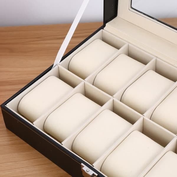Læder Urkasse med Lås, Display Case til 12 Ure, Elegant Gave til Mænd og Kvinder