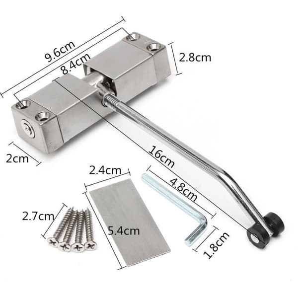 (Grå) 20-40 kg Automatisk dørlukker rustfrit stål justerbar 175° 16x9,6x2 cm Gray