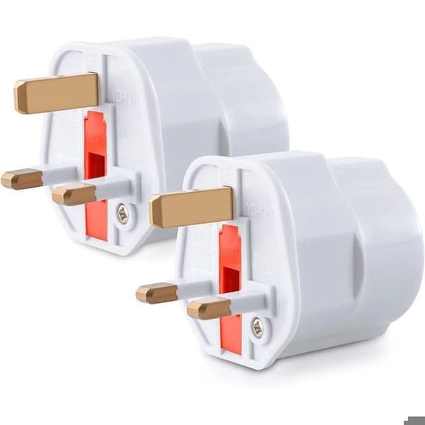 2X UK Plug Adapter - Schuko Typ G - Frankrike vs. UK Plug - Kompakt Reseadapter - Kompatibel