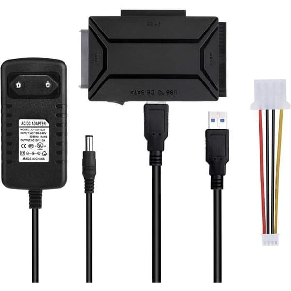 USB 3.0 - IDE SATA -sovitin - ZGEER - 2.5\" 3.5\" HDD SSD -levyille - Musta