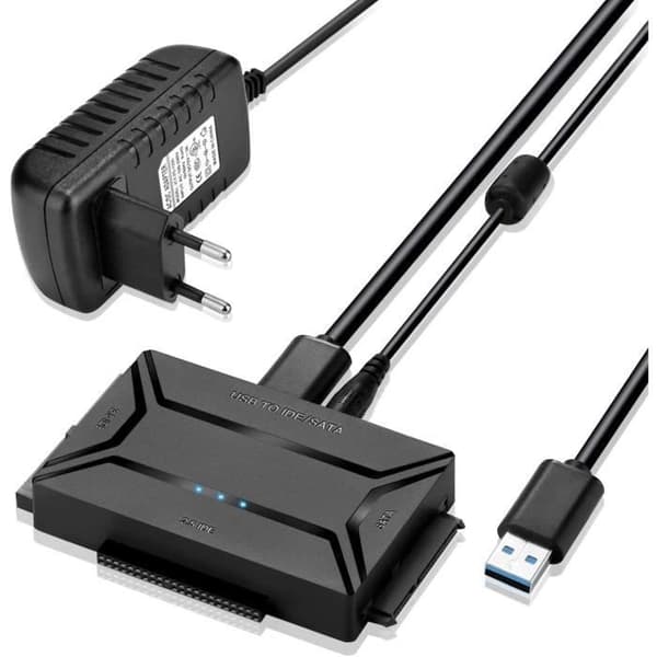 USB 3.0 - IDE SATA -sovitin - ZGEER - 2.5\" 3.5\" HDD SSD -levyille - Musta