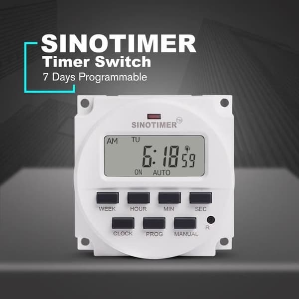 220V SINOTIMER Ukentlig 7-dagers programmerbar timer med digital kontroll og 8-innstillings PÅ/AV-bryter