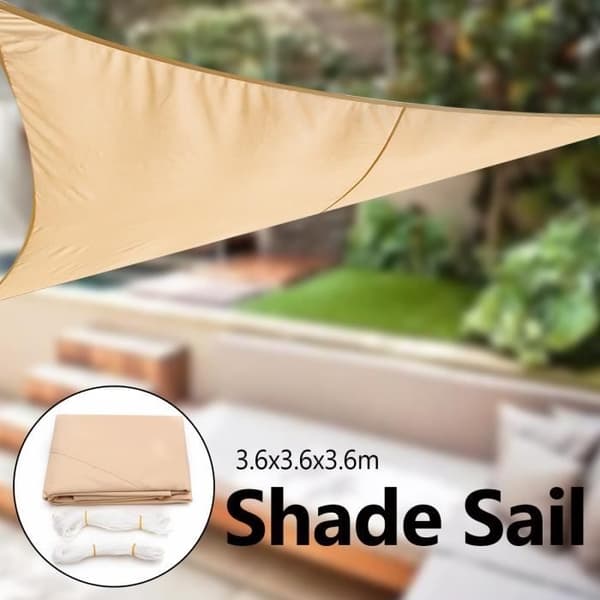 (Beige) TEMPSA Triangulær Skyggeseil - Oxford Stoff - UV-beskyttelse Beige