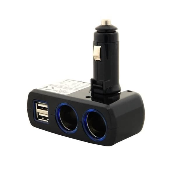 (Sort) Biloplader - Tera - Dobbelt USB 3.1A - 90° design - Med LED-lys - Universal Black