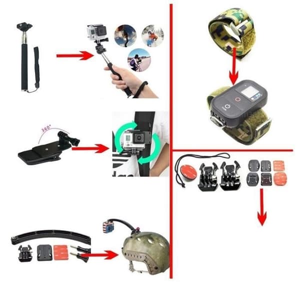 GoPro Tilbehørssæt til GoPro 4 3 2 3+ og GoPro