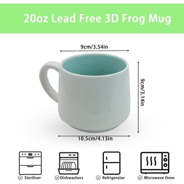 (Vit) Söt groda kaffemugg - 350 ml - Keramik - 3D-design White