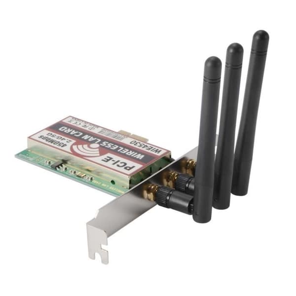 XCSOURCE PCI-E Express 450 Mbps WiFi-kort med LAN-antenne (3 stk.) for Windows 7-8-10-XP AC990