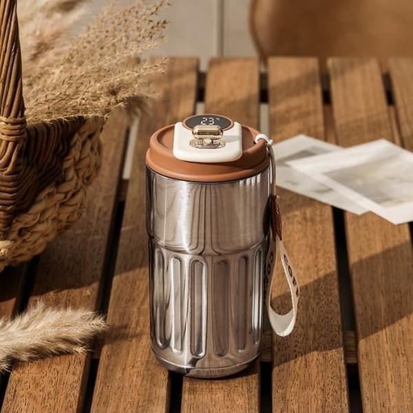 Sølvkaffe - Smart kaffetermokopp med intelligent temperaturvisning, rustfritt stålkopp