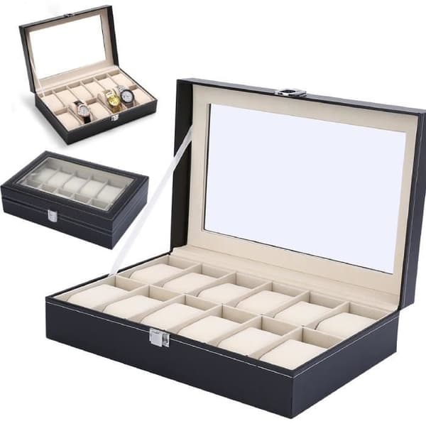 Læder Urkasse med Lås, Display Case til 12 Ure, Elegant Gave til Mænd og Kvinder