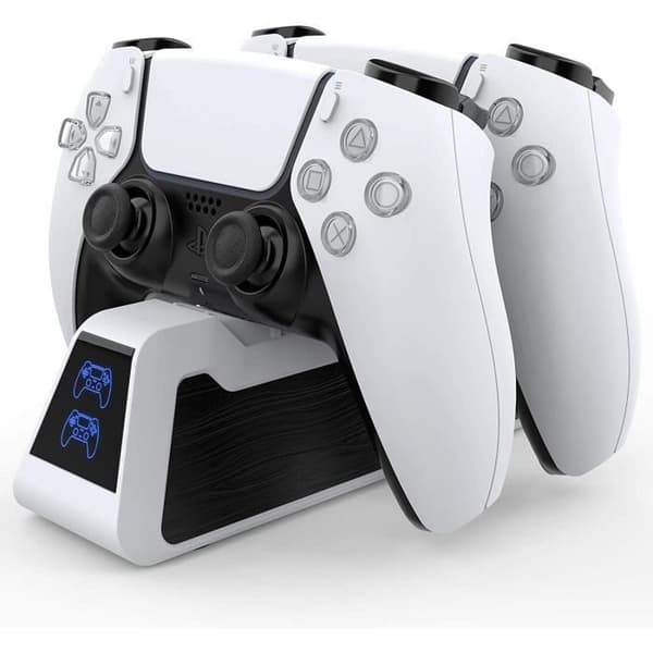 (Sort) PS5 Controller Oplader til Playstation 5 Controller, Dobbelt USB Hurtig Opladningsstand med Indikator Black
