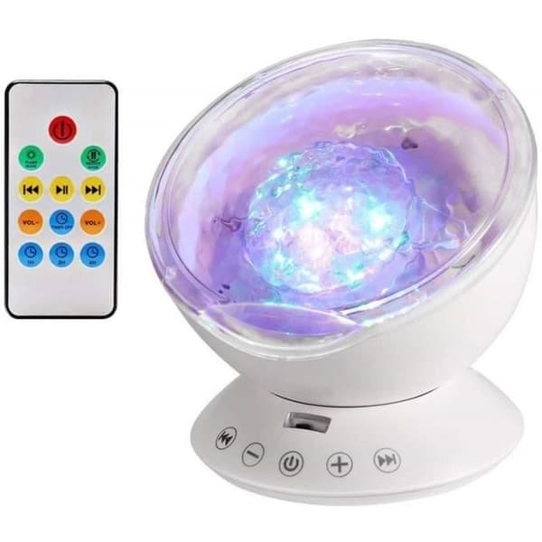 Natlampe Ocean Wave LED Natlampe - Ocean Wave Simulation - 7 tilstande - Indbygget Mini Højttaler