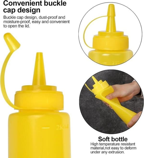 3-pack Kryddflaskor, Såsflaskor, 240 ml Klämflaskor, Klämflaskor i Plast