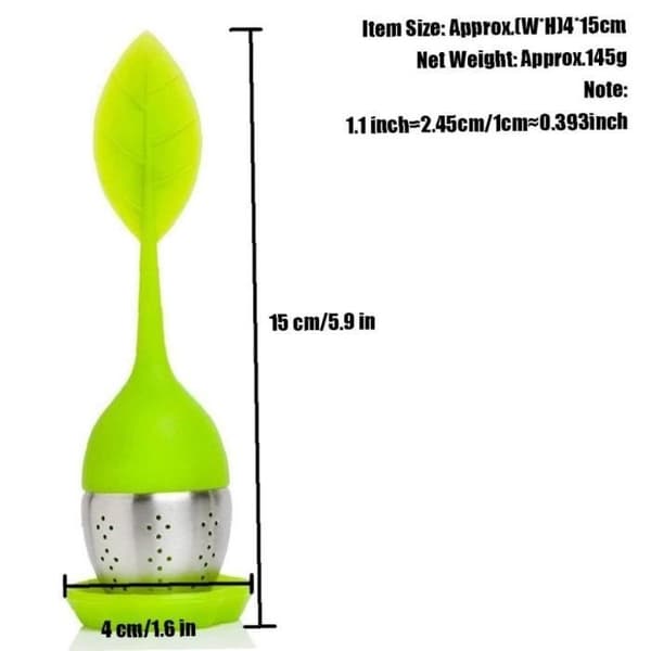 Bladformet te-infuser, 4-delt silikone te-si/krydderiposer, tebreve, te-diffuser tilbehør