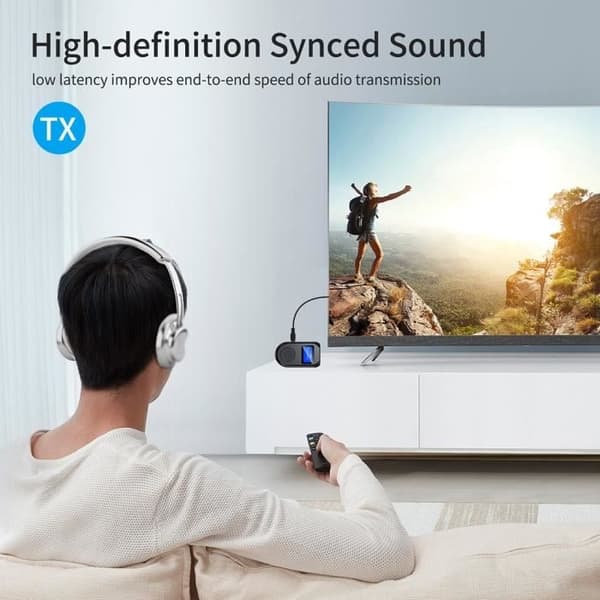 Bluetooth 5.0 Audio Transmitter Receiver med LCD-display, 2-i-1 AUX Trådløs Dongle til PC og Kablet TV