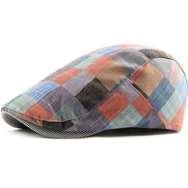 Herre Flat Cap Bomuld Ternet Beret Vinter Vintage Rød