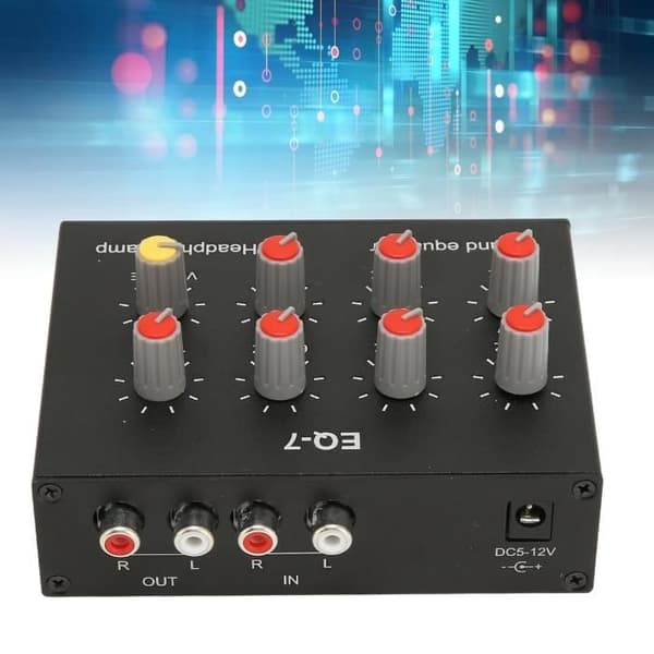 ETO - 7-bands ljudequalizer Ingång Utgång Diskant Basjustering