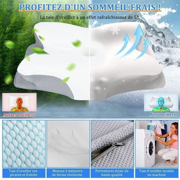 (Vit) Memory Foam Kudde - Ortopedisk Ergonomisk Kylning - Vit White
