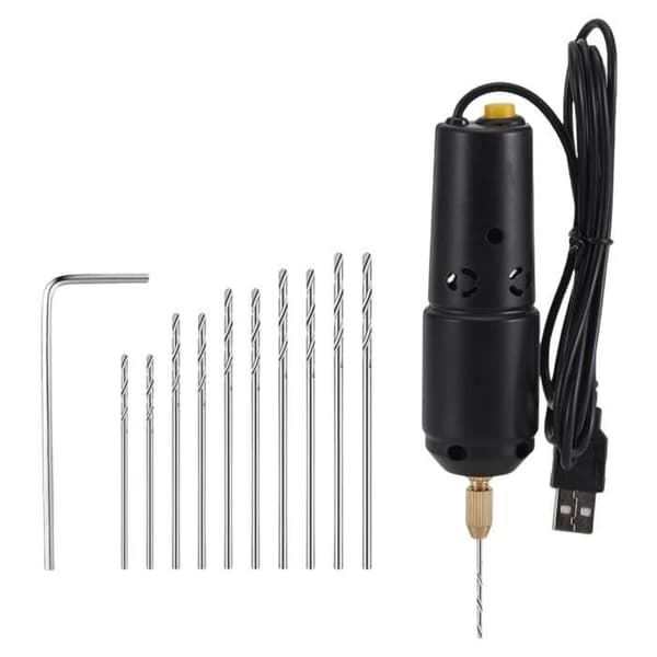 Mini elektrisk borr - USB-driven - 11 000 varv/min - 10 mm borrdiameter